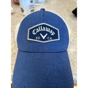 Callaway Blue/White SD CA Golf Cap Hat Trucker Mesh Adjustable Unisex Pre-owned